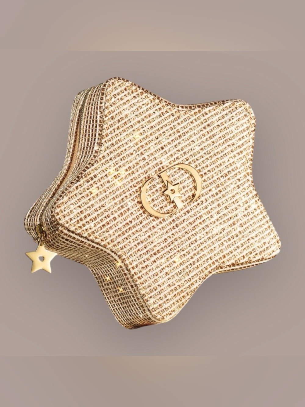 Sparkly Gold Christian Dior Beauty (Star-Shaped) Cosmetic-Makeup Case